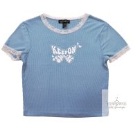 new Look csipkés kék póló 152-158-as