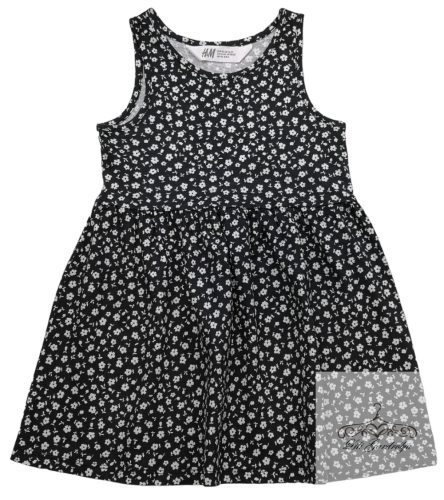 H&M fekete apróvirágos ruha 92-es